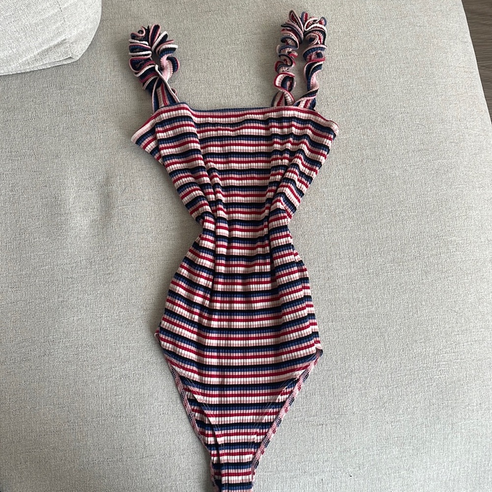 Reformation striped bodysuit, size M